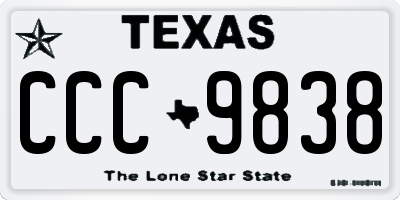 TX license plate CCC9838