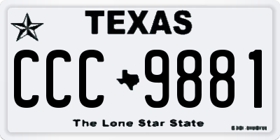 TX license plate CCC9881