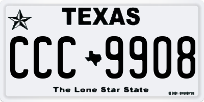 TX license plate CCC9908