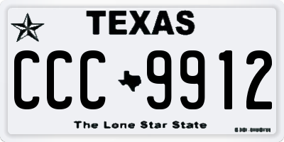 TX license plate CCC9912