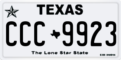 TX license plate CCC9923