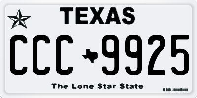 TX license plate CCC9925