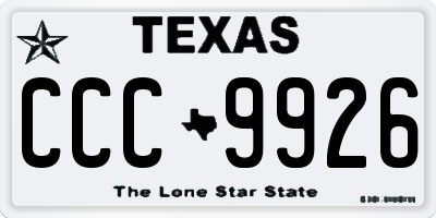 TX license plate CCC9926
