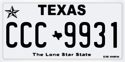 TX license plate CCC9931
