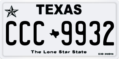 TX license plate CCC9932