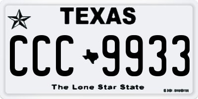 TX license plate CCC9933