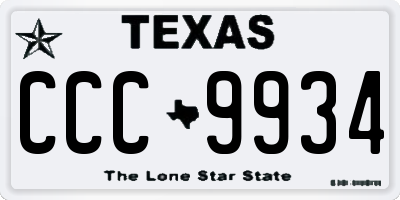 TX license plate CCC9934