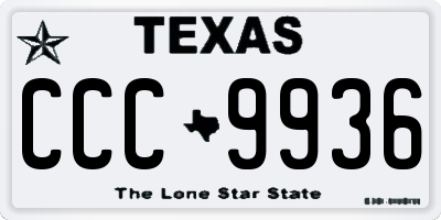TX license plate CCC9936