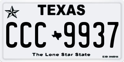TX license plate CCC9937
