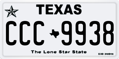 TX license plate CCC9938