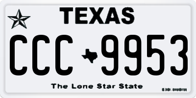 TX license plate CCC9953