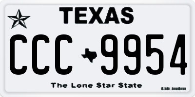 TX license plate CCC9954