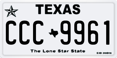 TX license plate CCC9961