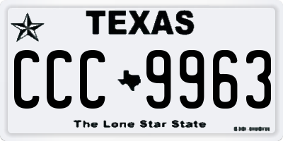 TX license plate CCC9963