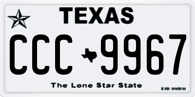 TX license plate CCC9967