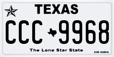 TX license plate CCC9968