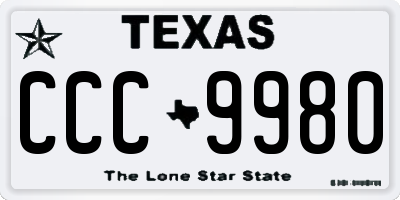 TX license plate CCC9980