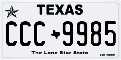 TX license plate CCC9985