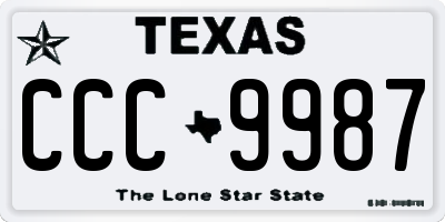 TX license plate CCC9987