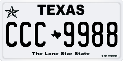 TX license plate CCC9988