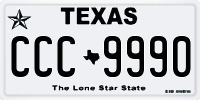 TX license plate CCC9990
