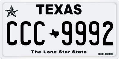 TX license plate CCC9992
