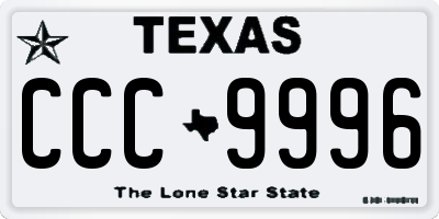 TX license plate CCC9996