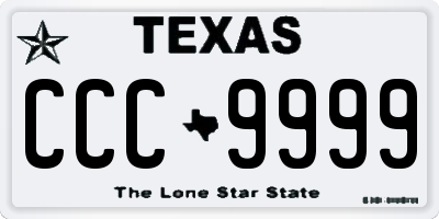 TX license plate CCC9999