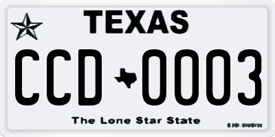TX license plate CCD0003