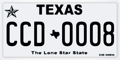 TX license plate CCD0008