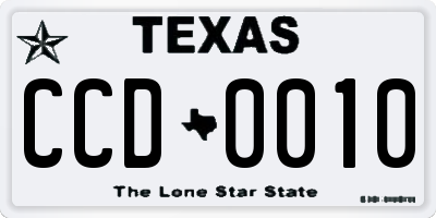 TX license plate CCD0010