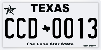 TX license plate CCD0013
