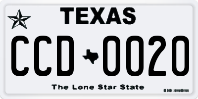 TX license plate CCD0020