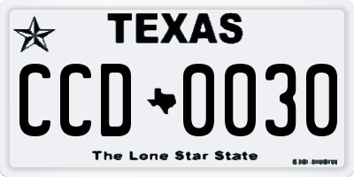 TX license plate CCD0030