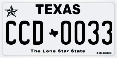 TX license plate CCD0033