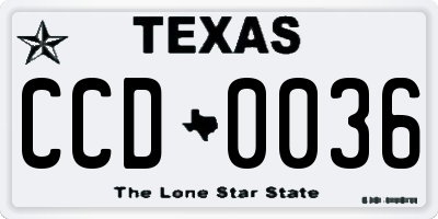 TX license plate CCD0036