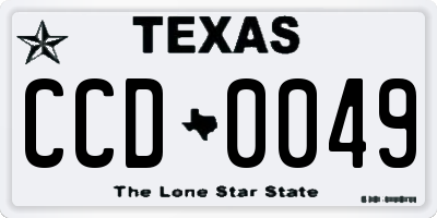 TX license plate CCD0049