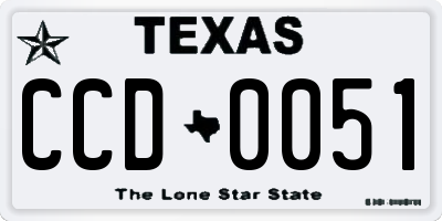 TX license plate CCD0051