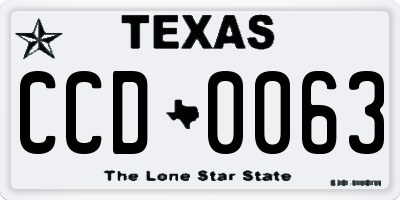 TX license plate CCD0063