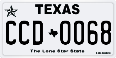 TX license plate CCD0068