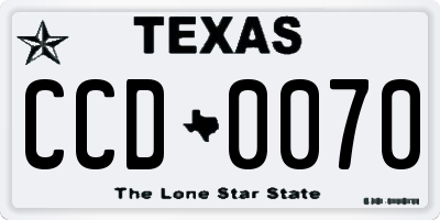 TX license plate CCD0070