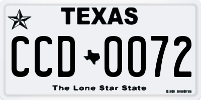 TX license plate CCD0072