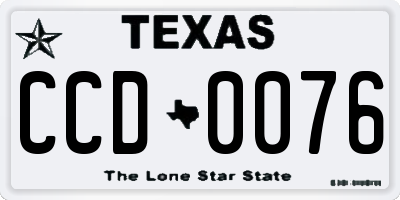 TX license plate CCD0076