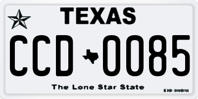 TX license plate CCD0085