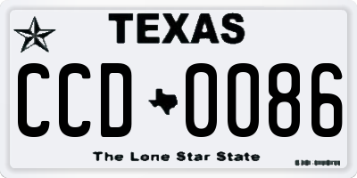 TX license plate CCD0086