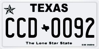 TX license plate CCD0092