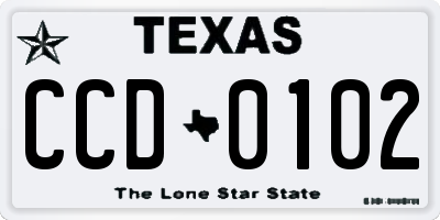 TX license plate CCD0102