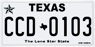 TX license plate CCD0103