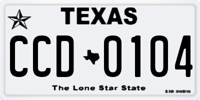 TX license plate CCD0104