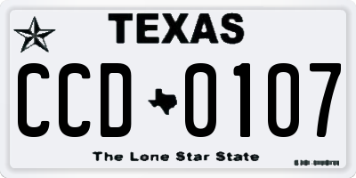 TX license plate CCD0107
